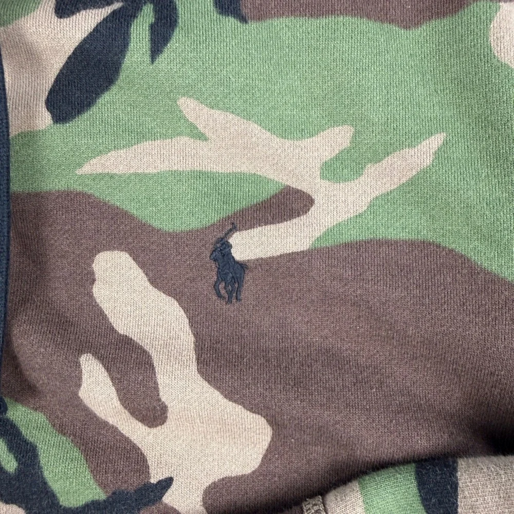 Polo Ralph Lauren Woodland Camo Hoodie Mens XL Full Zip Fleece Pony Logo